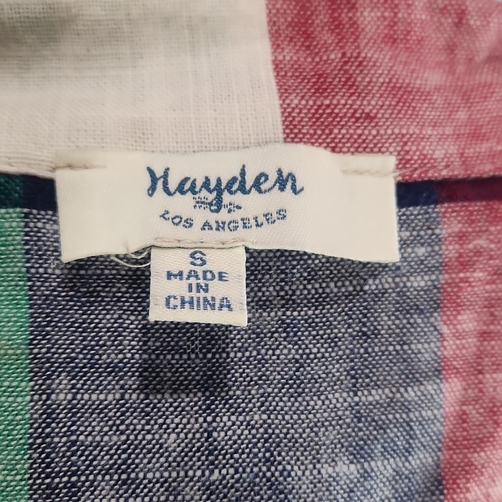Hayden Los Angeles Cotton Summer Plaid Blouse - Picture 5 of 5